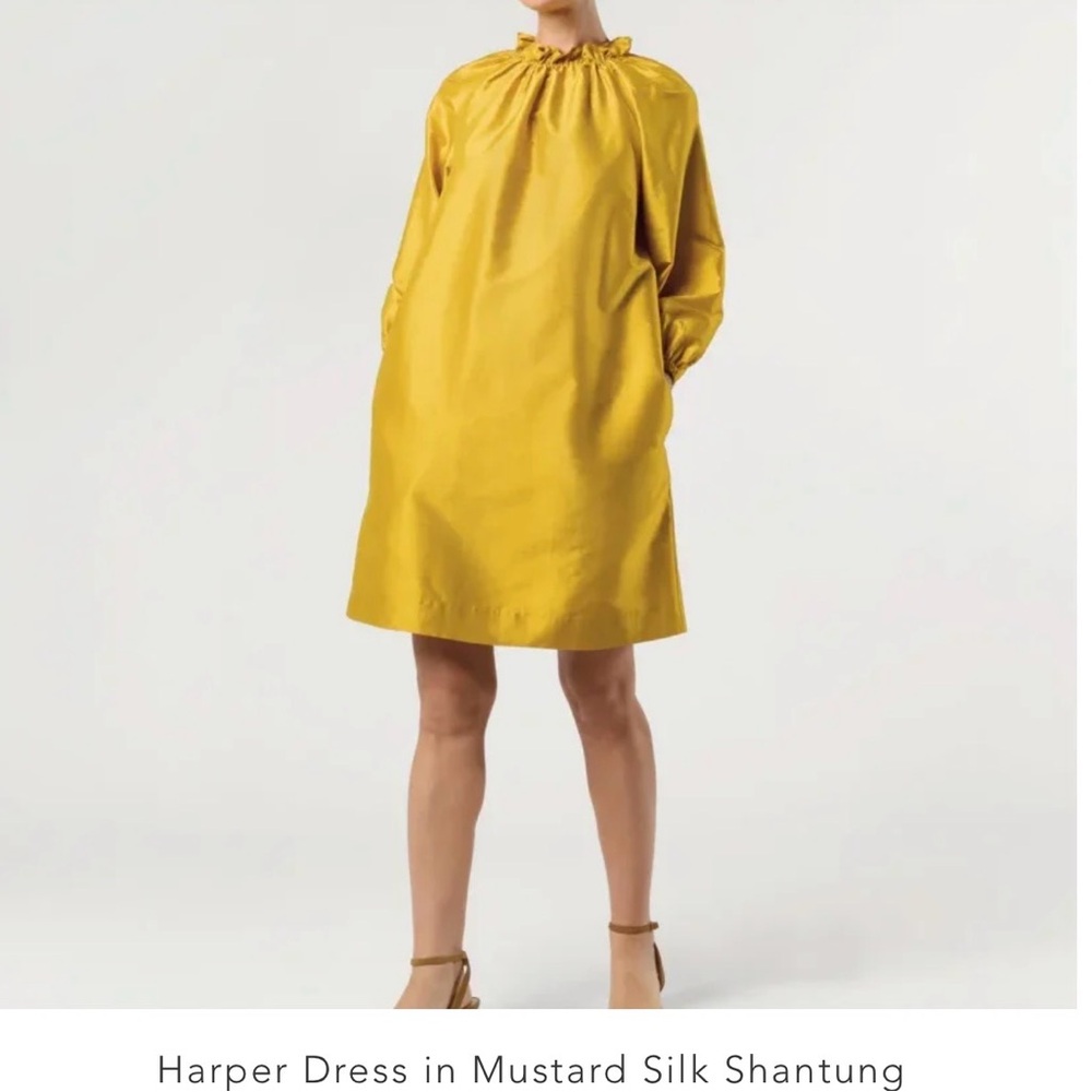 Ann Mashburn Harper Mustard Silk Dress. Size Small. NWT.